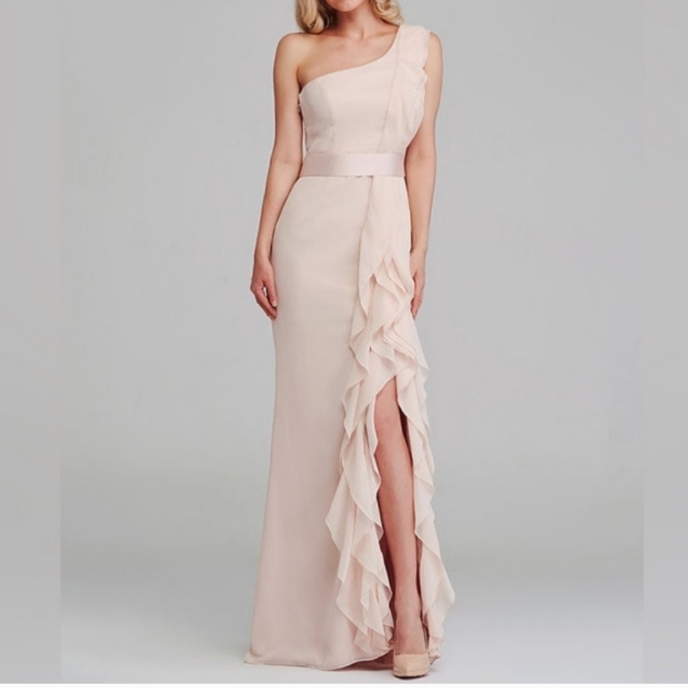 White by Vera Wang Soft Pink Asymmetrical Wedding Gown